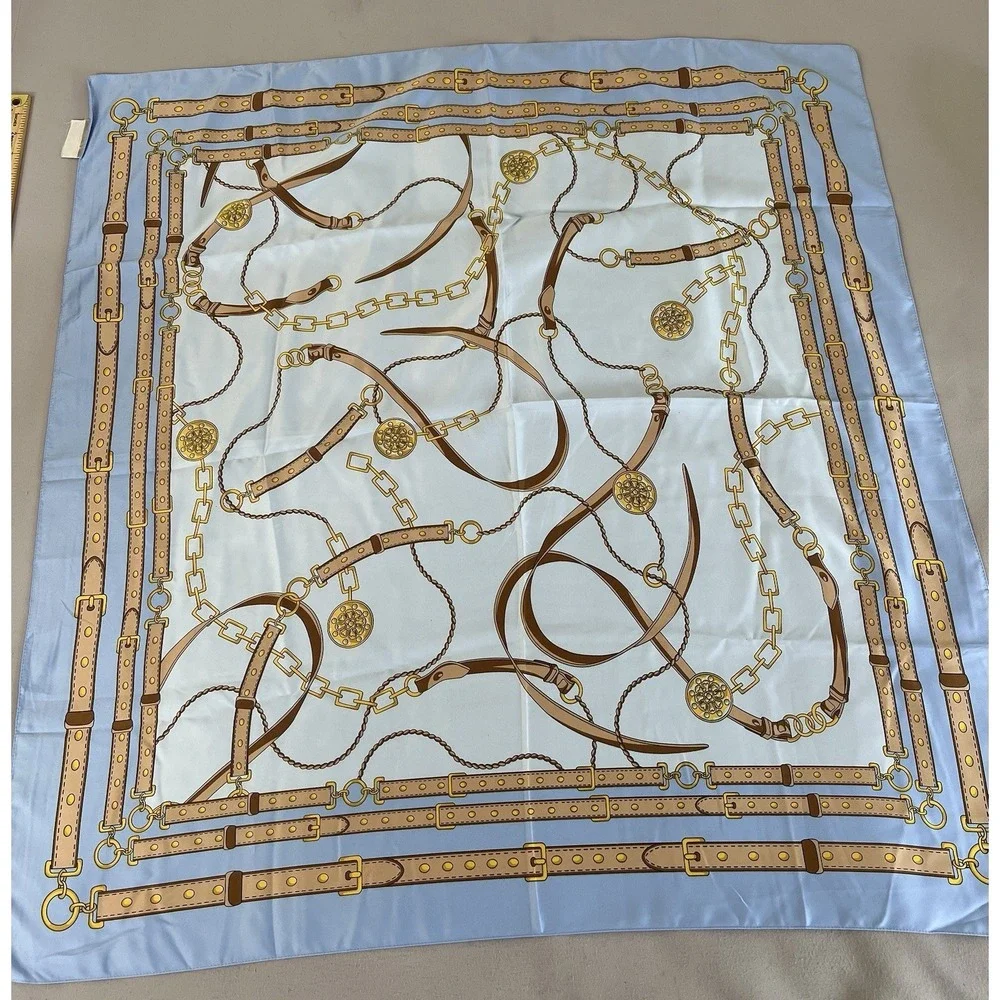 Womens Scarf Chains‎ Blue Polyester Made In Italy 34x34